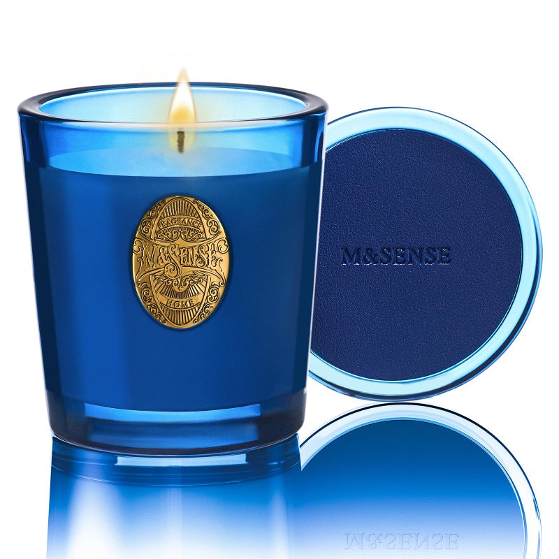 MSENSE Natural Strong Summer Soy Candle Summers Night Blue 92 oz 50H Burn Time Luxury Scented Candle for Relaxation Gifting Home Dcor Ideal for Bedroom Office Party Ambiance